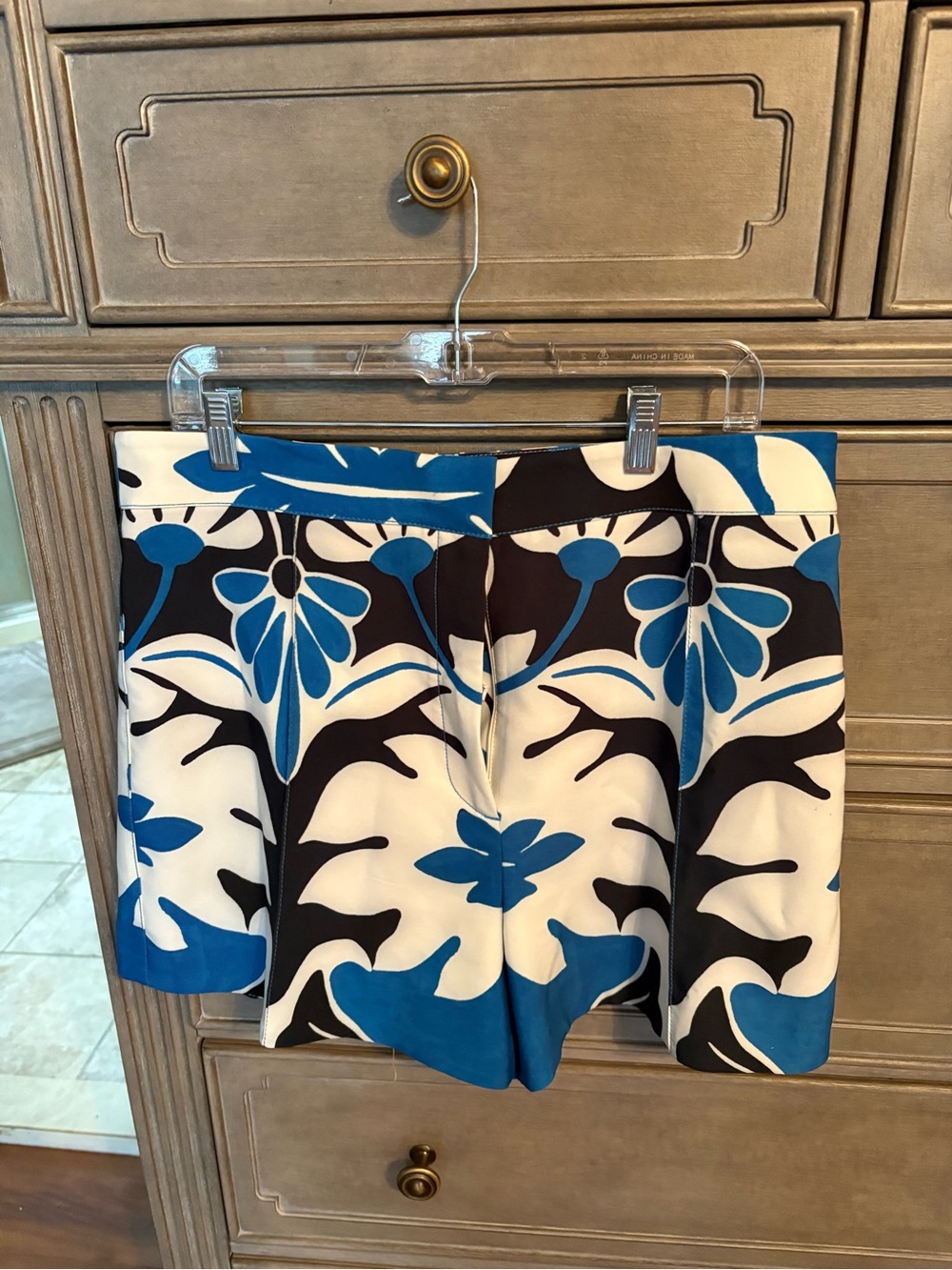 Zara Blue, White & Black Floral Print Shorts